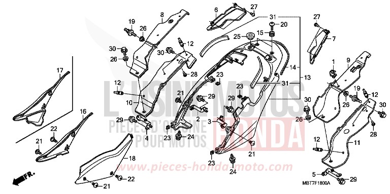 SEAT COWL/SIDE COVER for Varadero ABS BLOOM RED METALLIC (R319) from 2007
